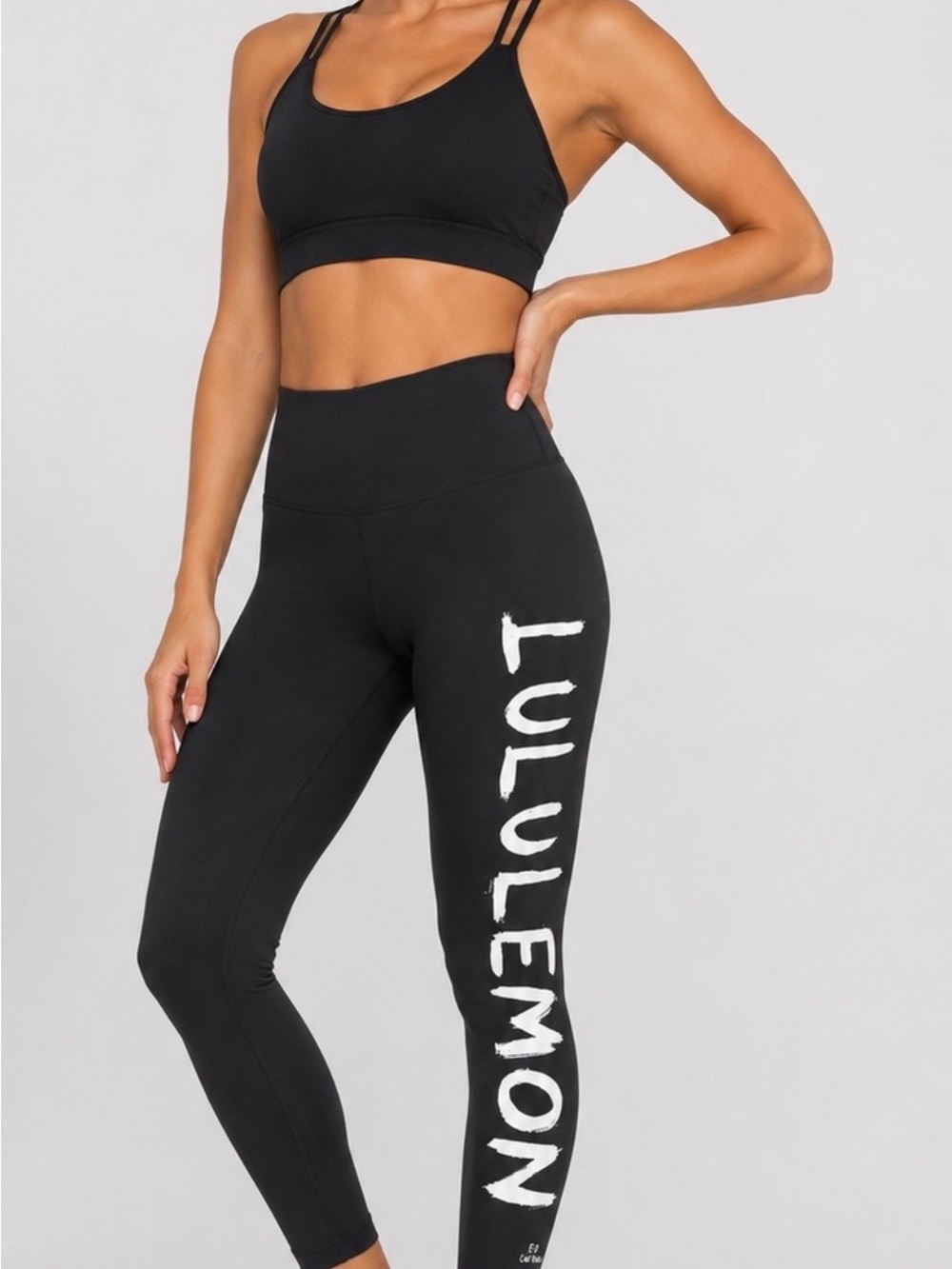 lululemon athletica High-Rise Black Logo Leggings-Ed Curtis collab